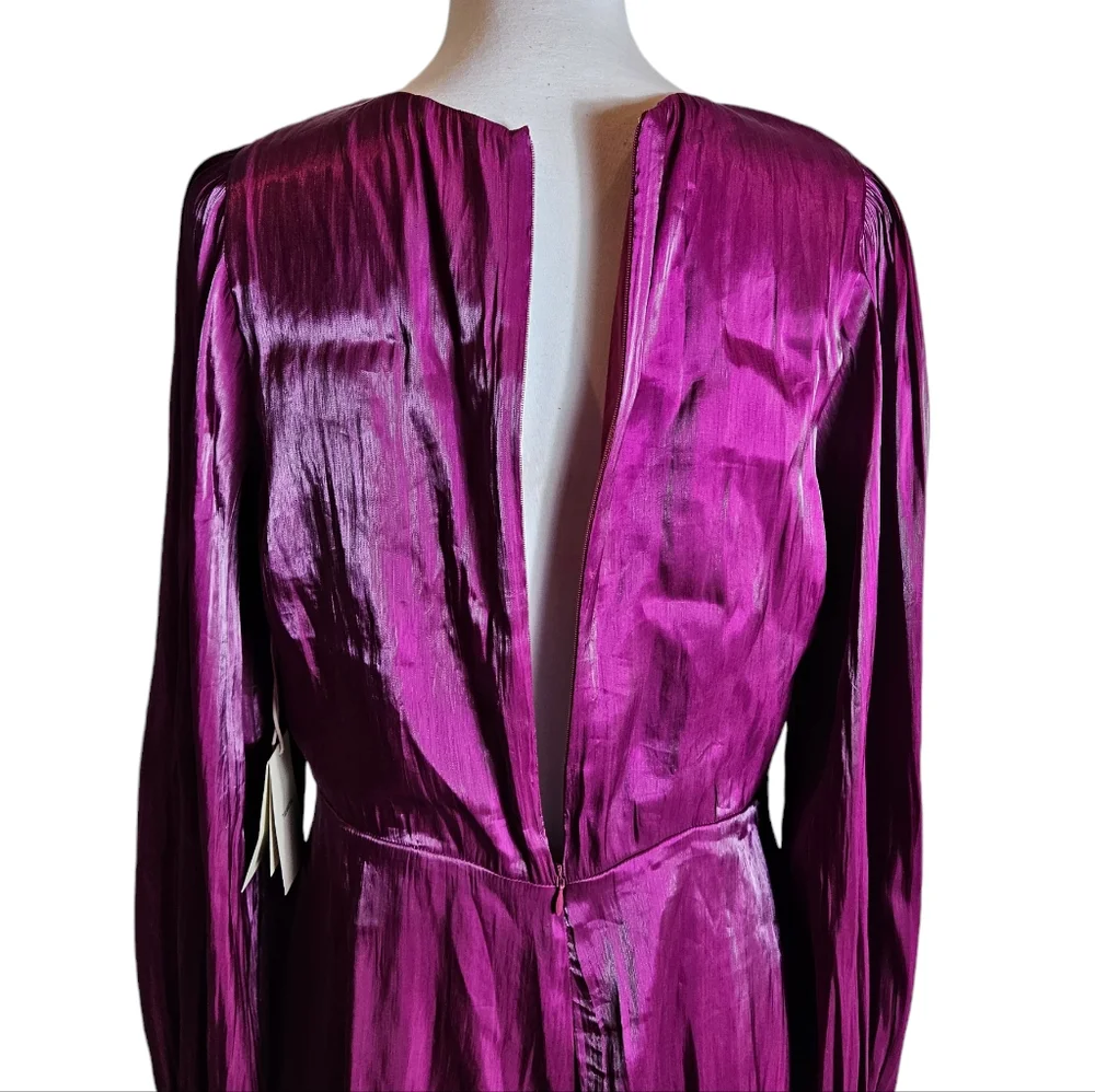 Tularosa Revolve Eliza Magenta Surplice Mini Dress Size Large Asymmetric Flirty - Picture 8 of 16